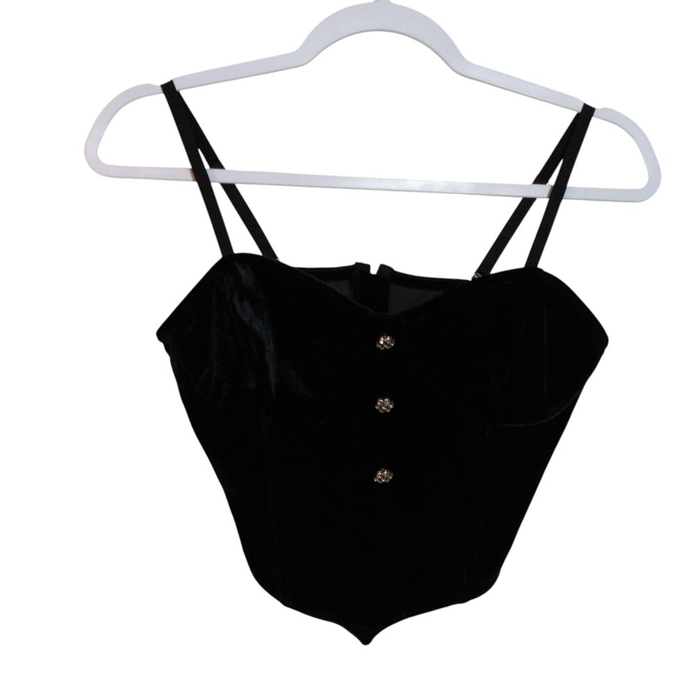 Forever 21 Black Velvet Corset Gem Front Size Small